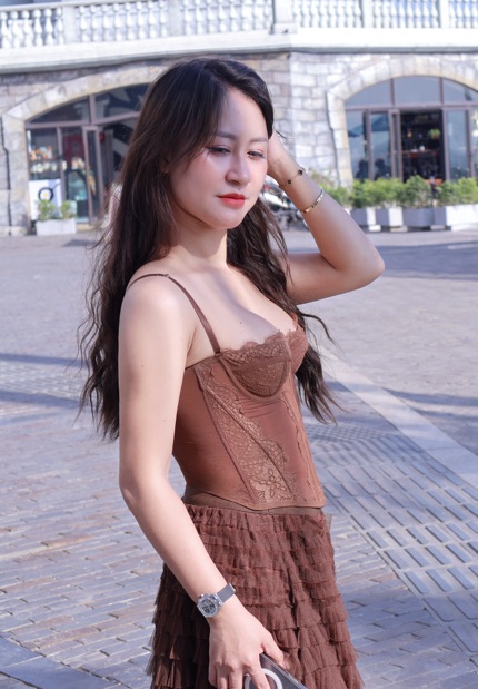 Woman posing for her video chat profile